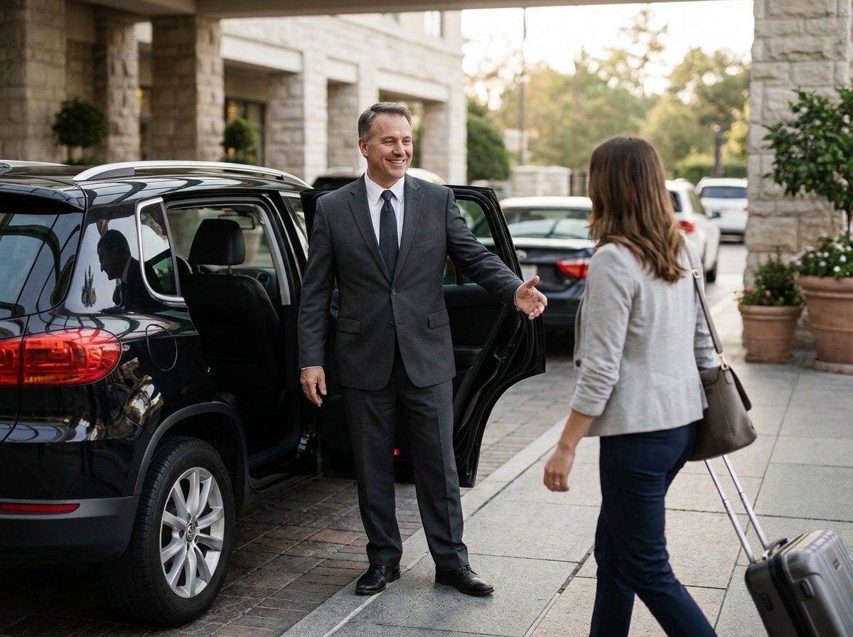 Movair driver welcoming a passenger
